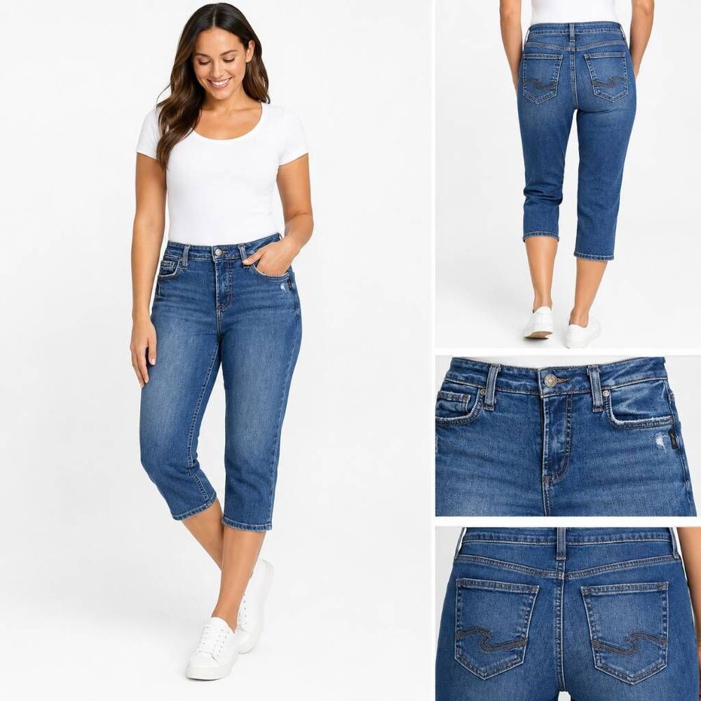 Silver Jeans Suki Capri W26 Light Wash Stretch Denim